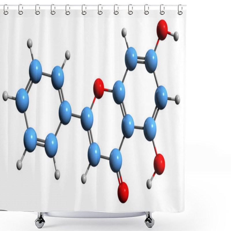 Personality   3D Image Of Chrysin Skeletal Formula - Molecular Chemical Structure Of 5,7-dihydroxyflavone Isolated On White Background Shower Curtains