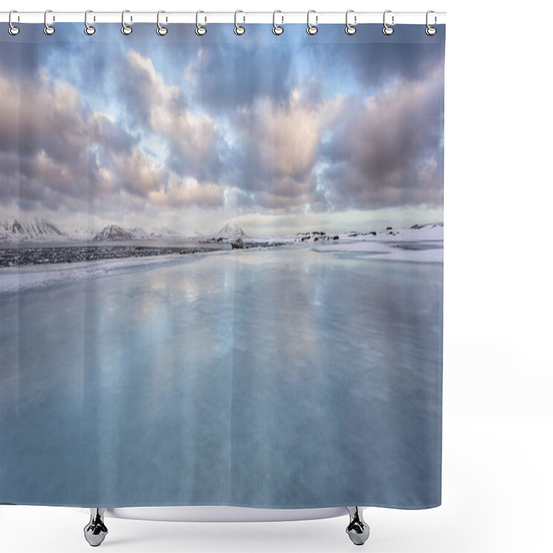 Personality  Panoramic Picture Of Arctic Landscape Shower Curtains