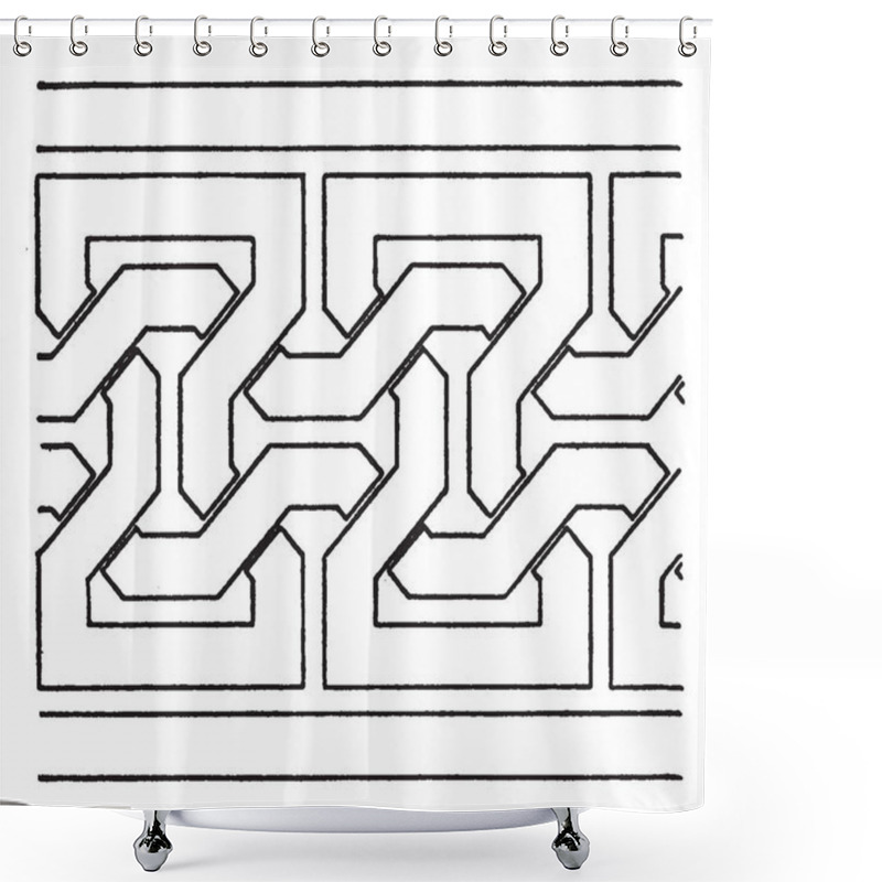 Personality  Simple Moorish Interlacement Band Is A Antic Design, It Is A Very Simple, Vintage Line Drawing Or Engraving. Shower Curtains