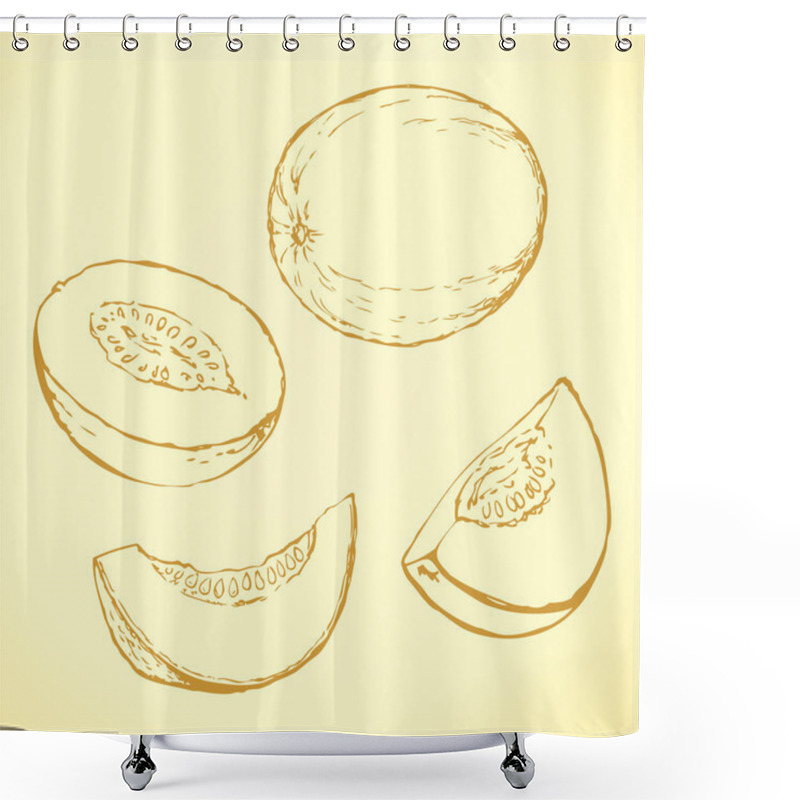 Personality  Melon. Vector Drawing Shower Curtains