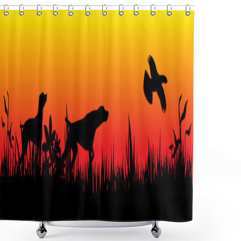 Personality  Hunting Dogs With Bird Shower Curtains