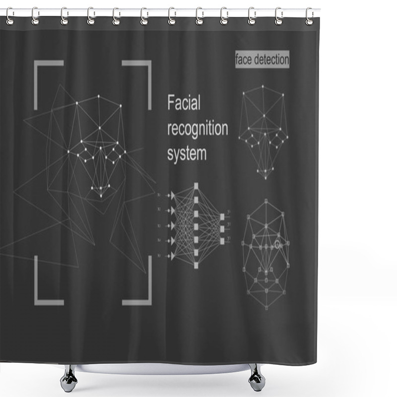 Personality  The Concept Of Recognition. Diagram Of The Grid And Neural Network Algorithm. Shower Curtains