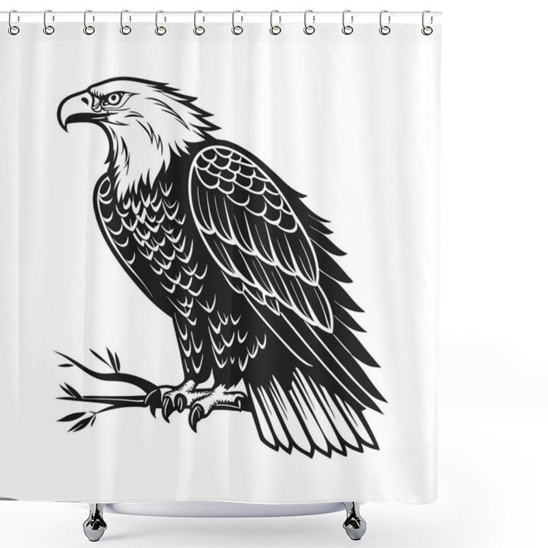 Personality  Eagle Art Vector Illustration Featuring A Powerful And Majestic Eagle Design, Ideal For Patriotic Themes, Wildlife Art, Outdoor Branding, And Educational Materials, Capturing The Strength And Grace Of Eagles In Detailed Vector Form Shower Curtains