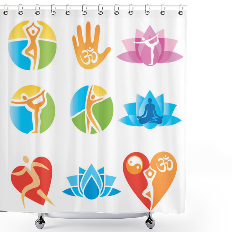 Personality  Icons_yoga_fitness Shower Curtains