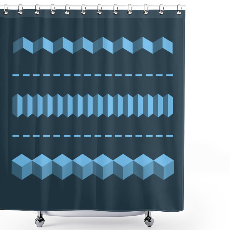 Personality  3-D Horizontal Linear Dividers, Borders. Geometric Flat Design Elements Shower Curtains