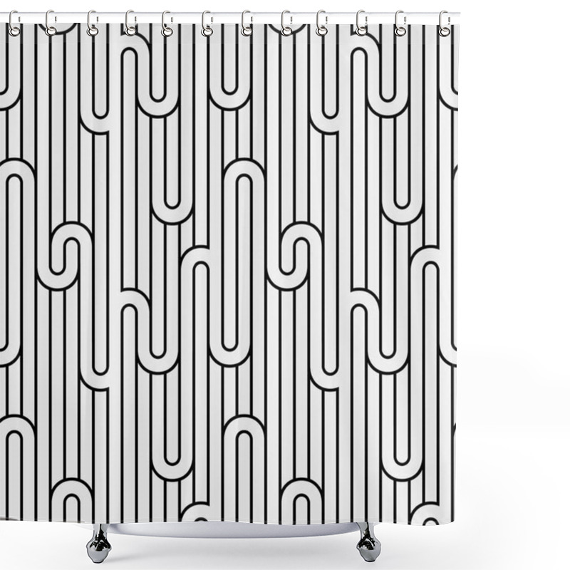 Personality  Abstract Geometry Stripped Light Seamless Pattern With Curves Shower Curtains