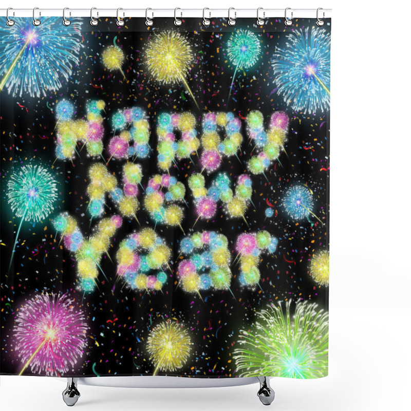 Personality  Happy New Year Celebration Shower Curtains