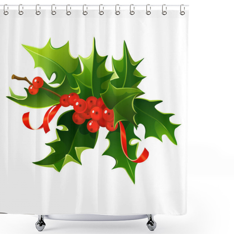 Personality  Holly Berries Shower Curtains