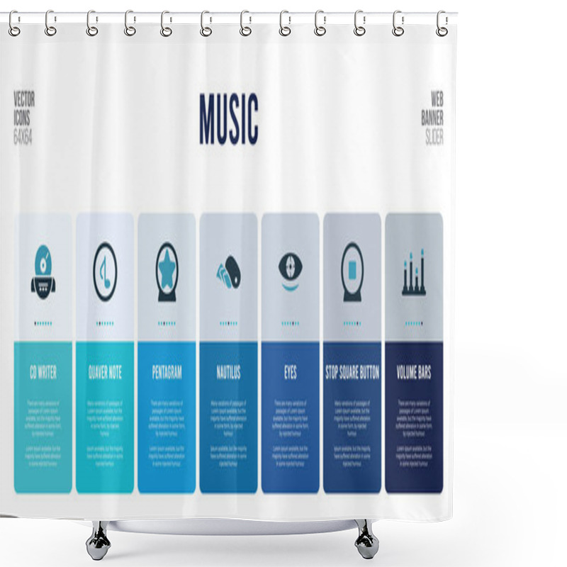 Personality  Web Banner Design With Music Concept Elements. Shower Curtains