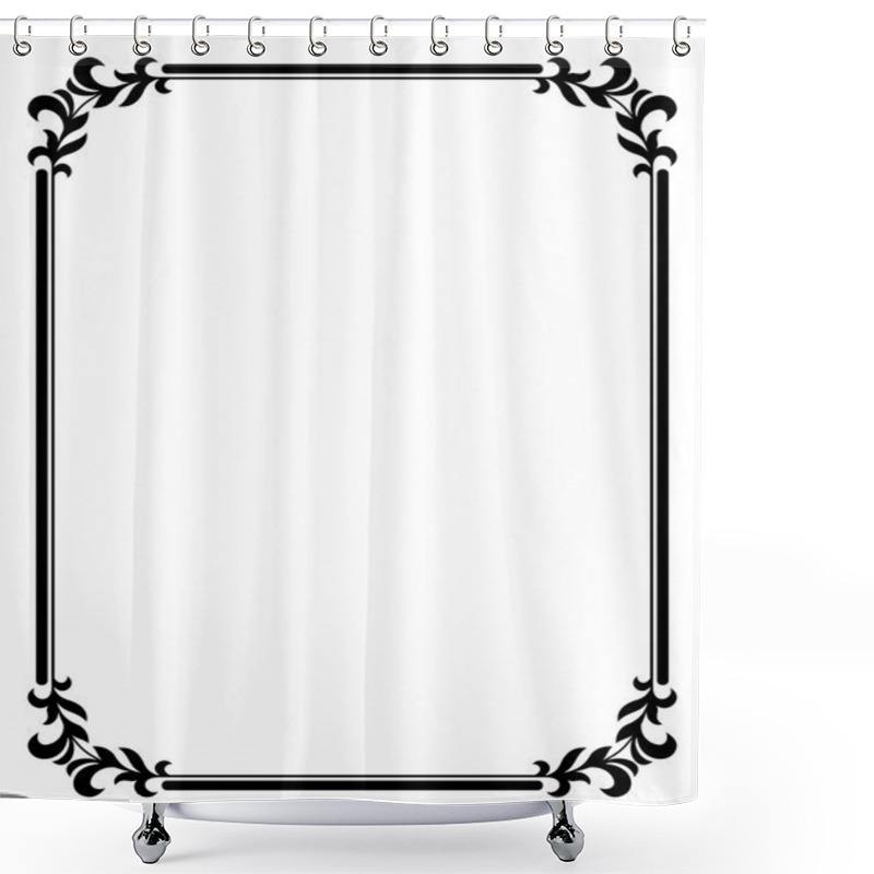 Personality  Calligraphy Penmanship Curly Baroque Frame Black Shower Curtains