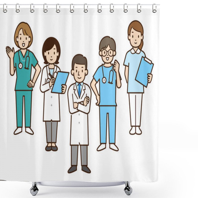 Personality  Vector Illustration Set Of Various Medical Workers Shower Curtains