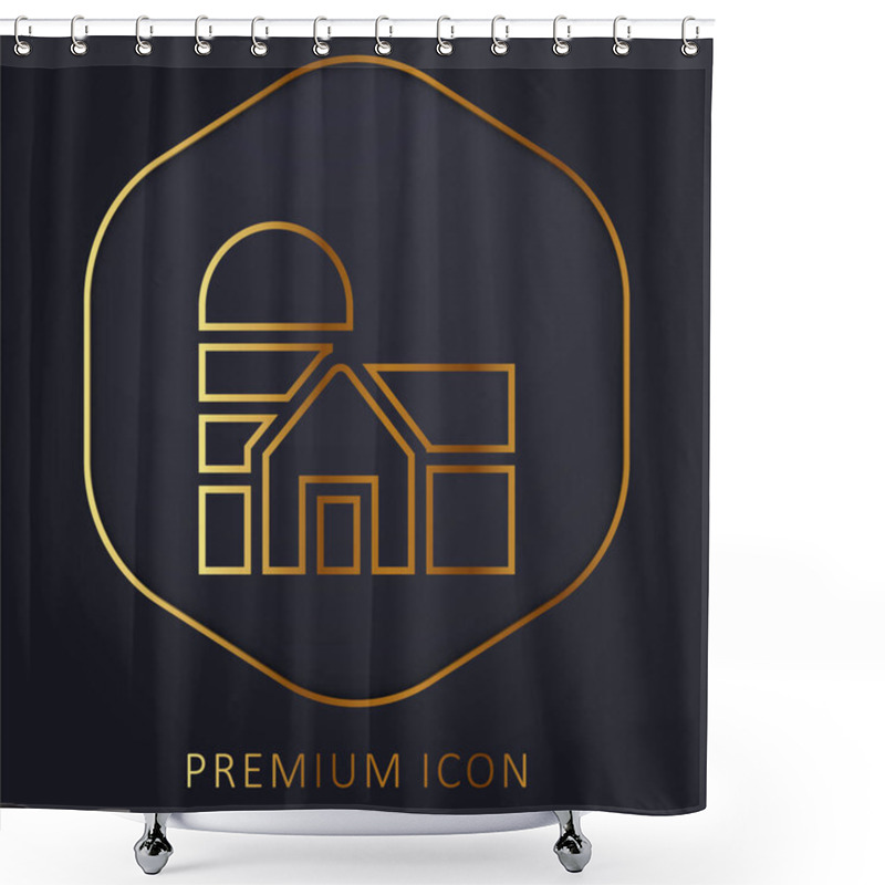 Personality  Barn Golden Line Premium Logo Or Icon Shower Curtains