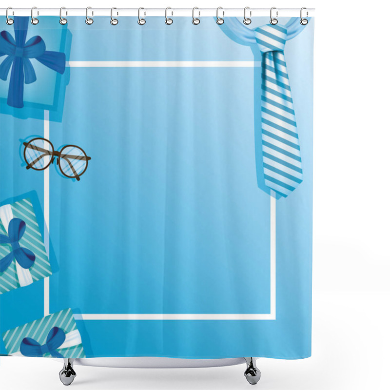 Personality  Striped Necktie Glasses And Gifts Of Fathers Day Vector Design Shower Curtains