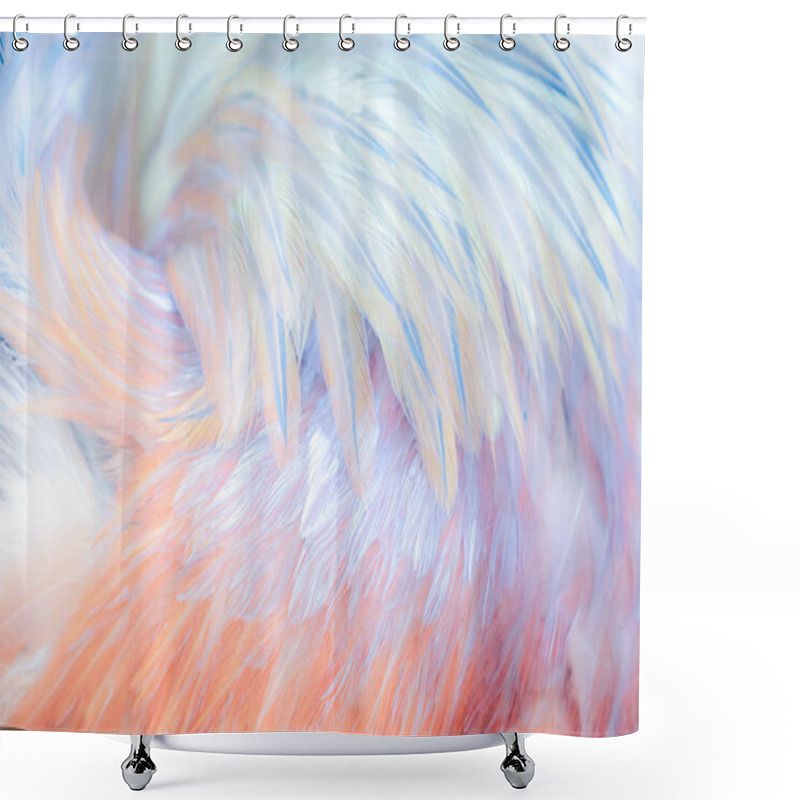 Personality  Delicate Pink And Blue Feathers Of A Bird As A Background Or Backdrop Shower Curtains