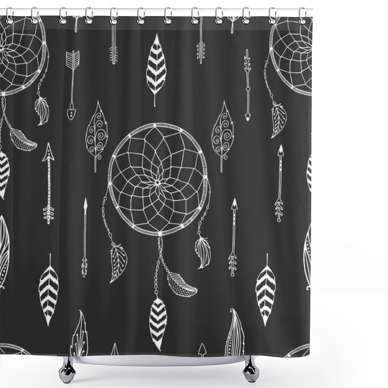 Personality  Vector Arrow Background, Retro Pattern, Etnic Doodle Collection Shower Curtains