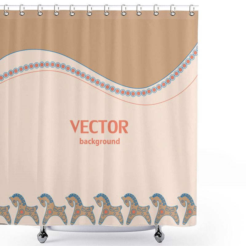 Personality  Ethnic Pattern Background With Horse - Vector Illustration Shower Curtains