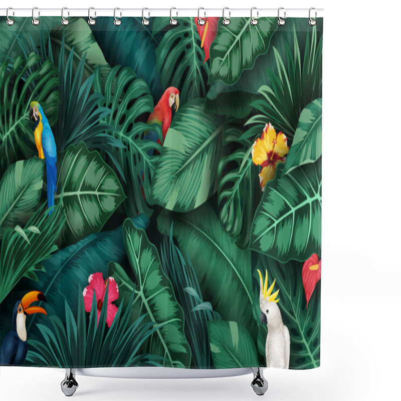 Personality  Tropical Plants And Birds Collection Set Shower Curtains