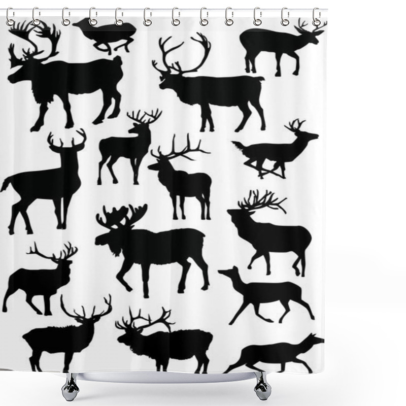 Personality  Fifteen Deers In Black Shower Curtains