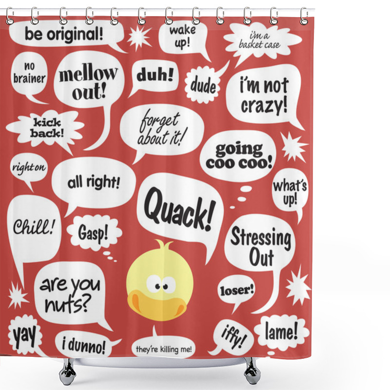 Personality  Various Phrases In Comic Bubbles Shower Curtains