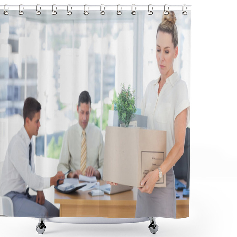 Personality  Businesswoman Leaving Office After Being Fired Shower Curtains