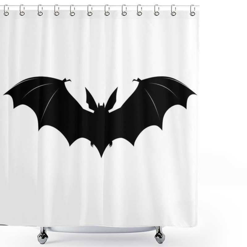 Personality  Silhouette Of A Bat With Outstretched Wings On A Clean, White Background. Shower Curtains