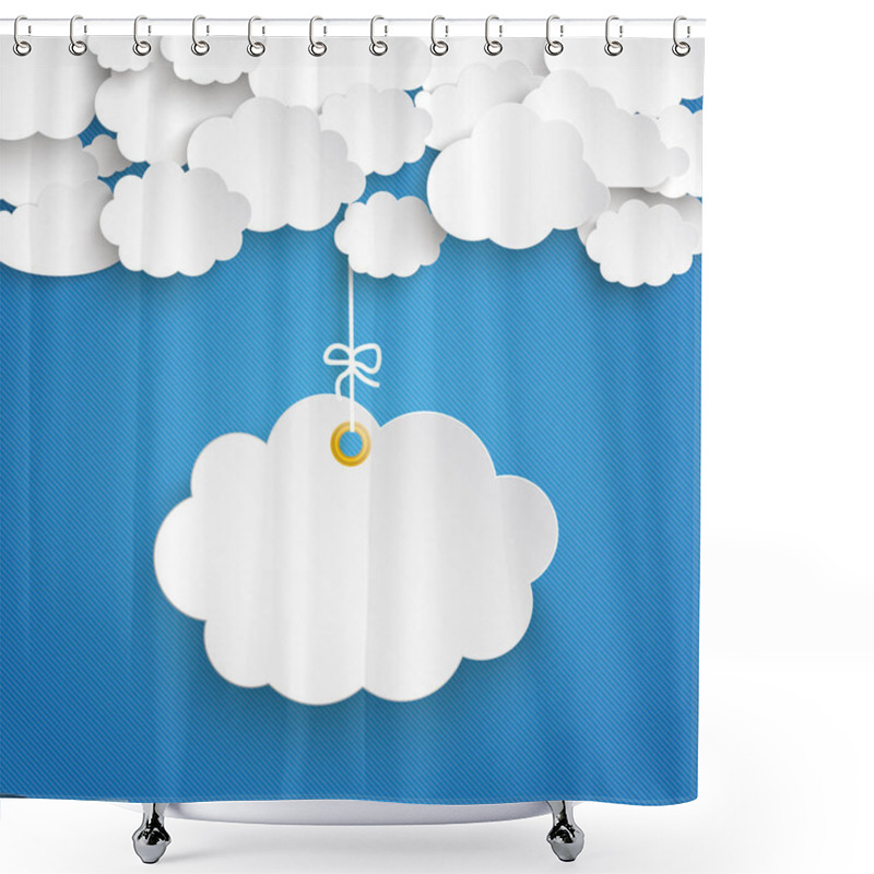 Personality  Paper Clouds Striped Blue Sky  Shower Curtains