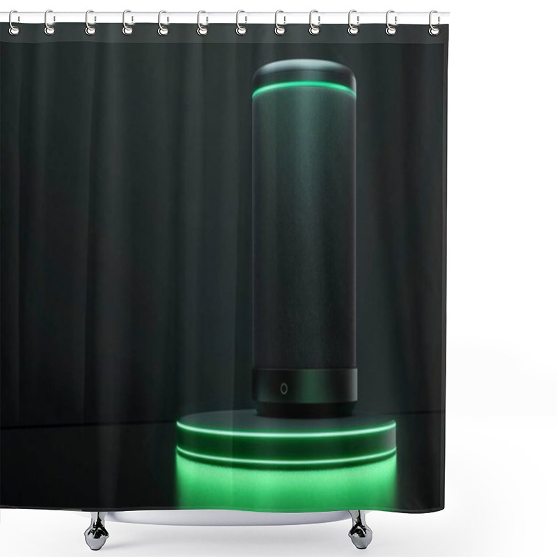 Personality  Modern Smart Speaker With Futuristic LED Lighting On A Sleek Platform Shower Curtains