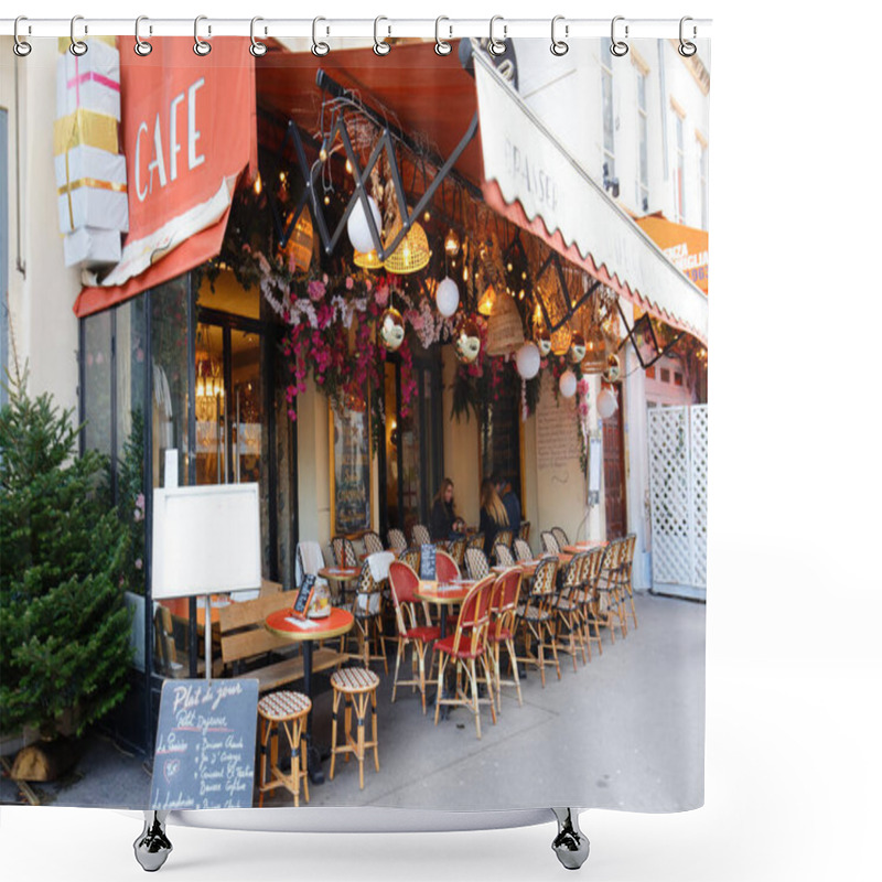 Personality  Paris, France-January 15, 2023 : Located In The 1st Arrondissement, Traditional French Cafe Ragueneau Located Near The Palais Royal And Gardens, Comedie Francaise, The Louvre And Opera. Shower Curtains