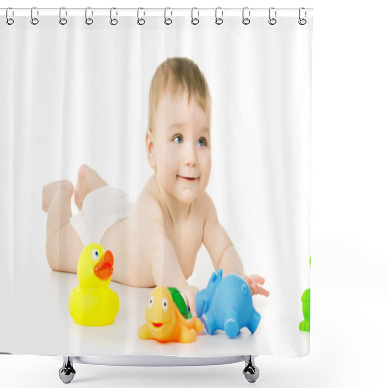 Personality  A Little Kid Playing With Toys Shower Curtains