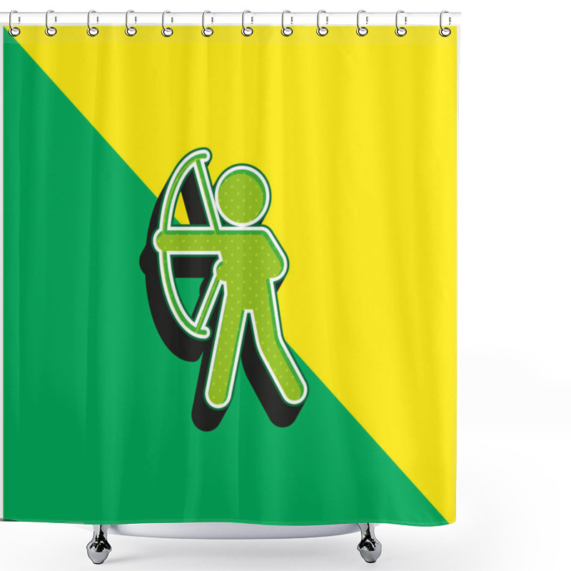 Personality  Archery Champion Green And Yellow Modern 3d Vector Icon Logo Shower Curtains