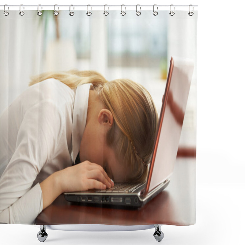 Personality  Exhausted Business Woman Shower Curtains