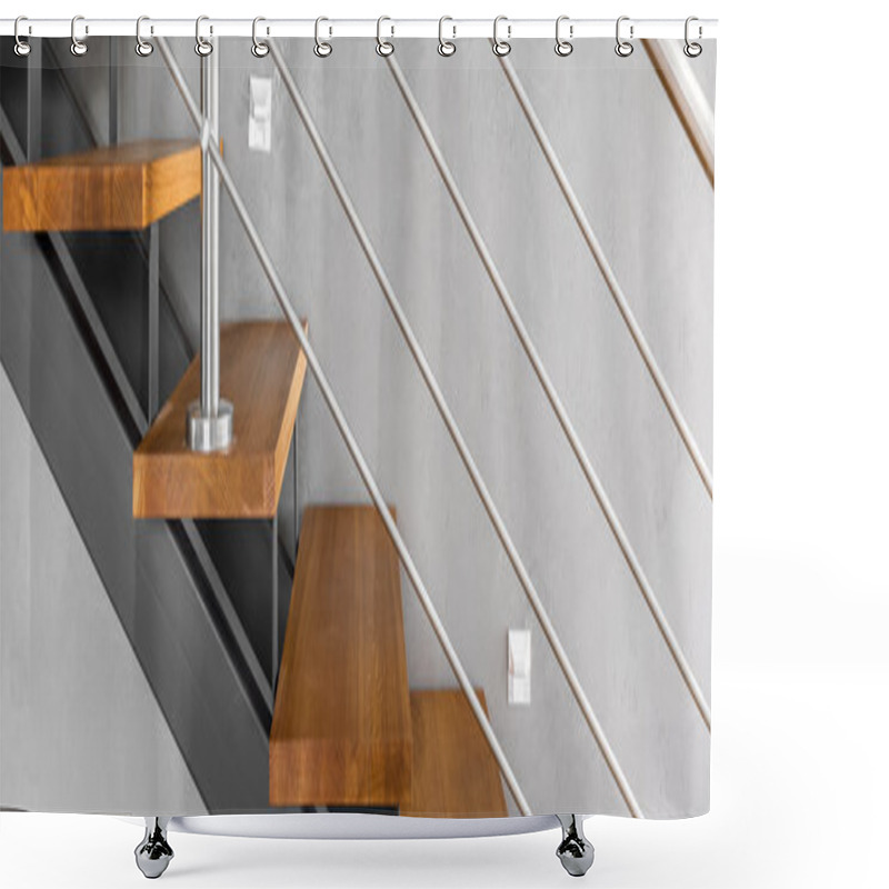 Personality  Staircase With Chromed Railing Shower Curtains