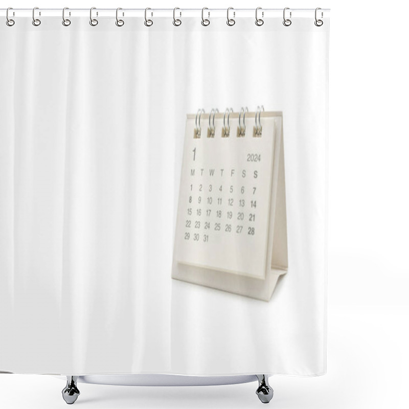 Personality  Simple Desk Calendar For January 2024 Isolated On White Background. Calendar Concept With Copy Space. Clipping Path. Shower Curtains