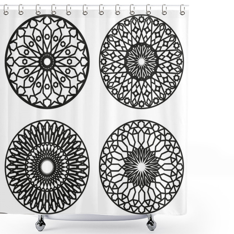 Personality  Set Of Moroccan Mandalas. Vector Ethnic Oriental Circle Ornament. Shower Curtains