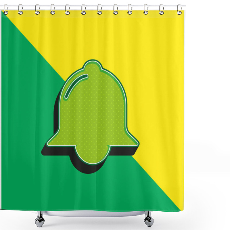 Personality  Bell Black Shape Green And Yellow Modern 3d Vector Icon Logo Shower Curtains