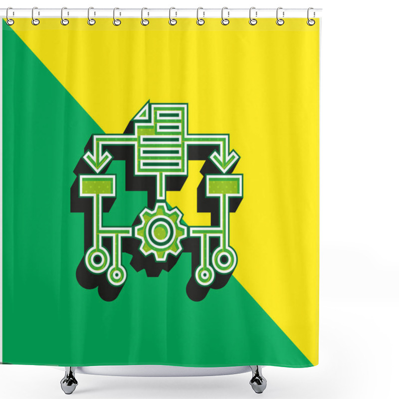 Personality  Algorithm Green And Yellow Modern 3d Vector Icon Logo Shower Curtains