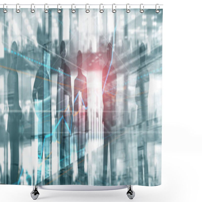 Personality  Silhouettes Of People On City Background For Financial Investment Or Economic Trends Business Idea And Art Work Design. Abstract Double Exposure Universal Background. Website Header Wallpaper Shower Curtains