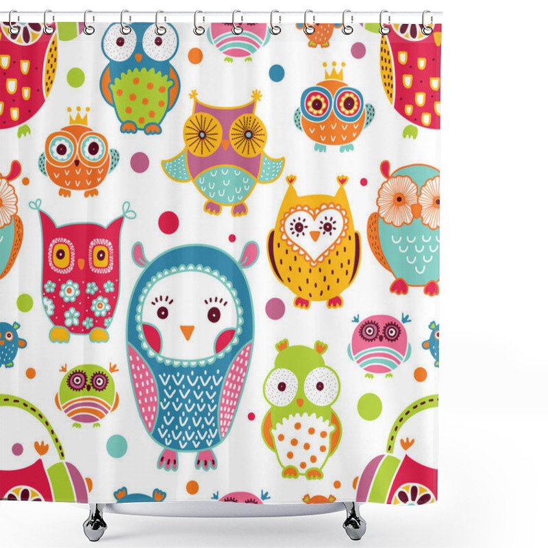 Personality  Cute Owls. Seamless Pattern. Shower Curtains