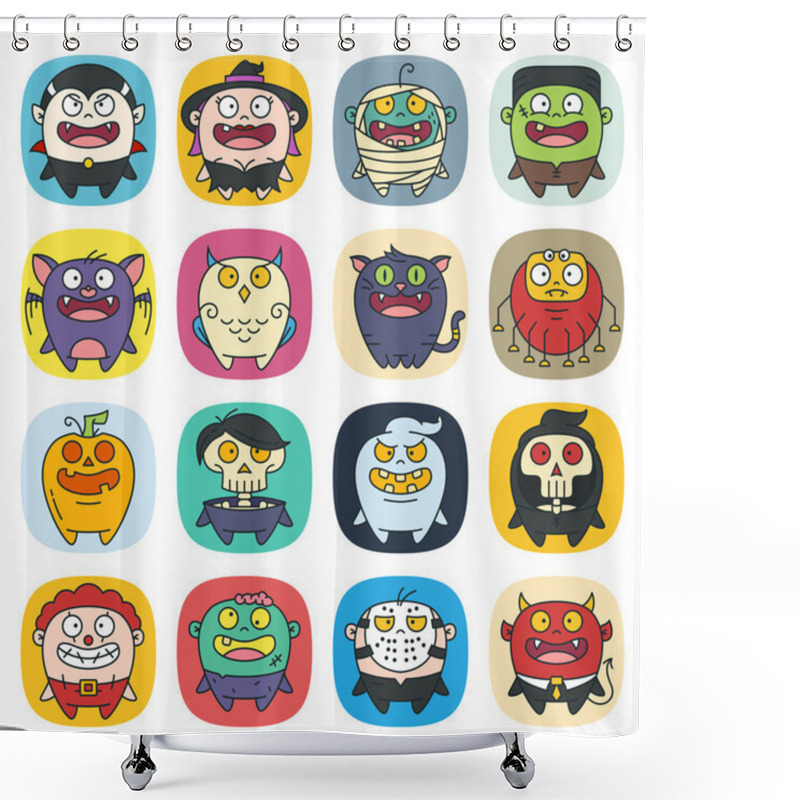 Personality  Cute Flat Halloween Characters Vol.3 Shower Curtains