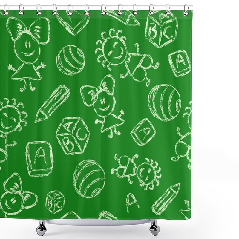 Personality  Hand Drawn Seamless Pattern With Kids Shower Curtains