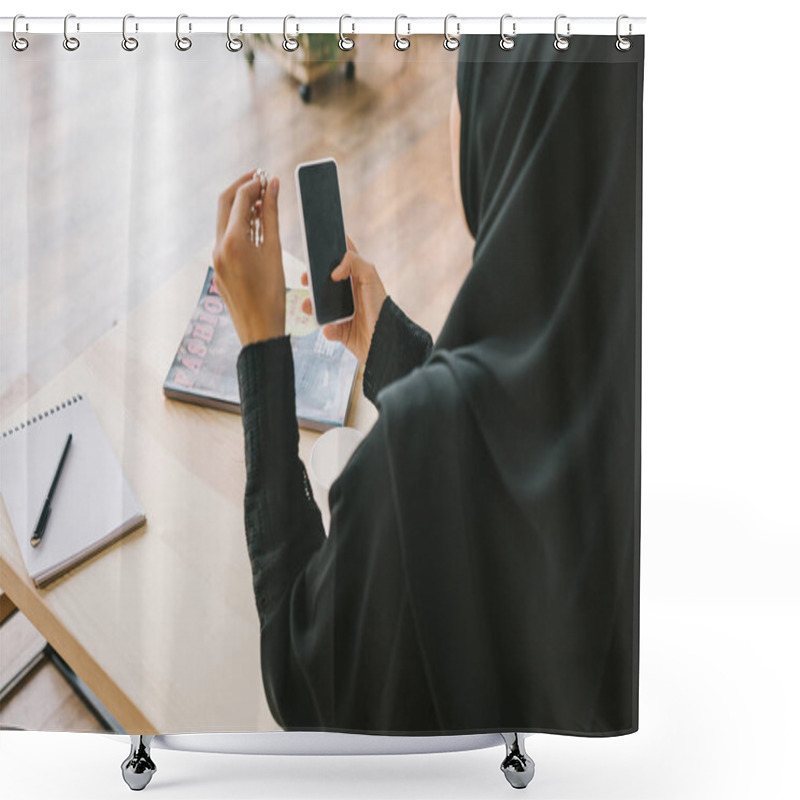 Personality  Muslim Woman Using Smartphone Shower Curtains