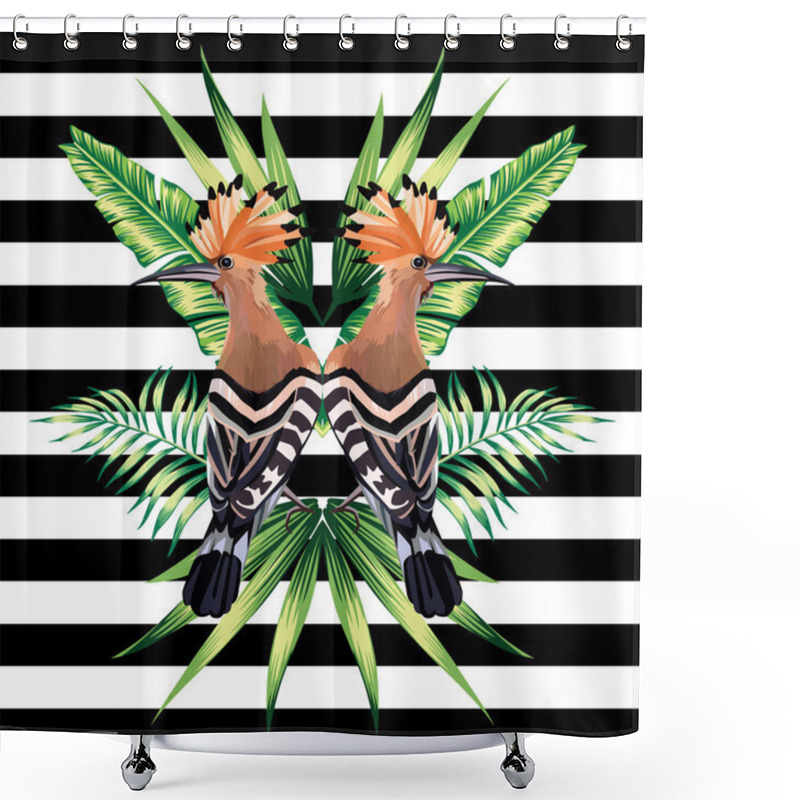 Personality  Tropical Bird Mirror Background Shower Curtains