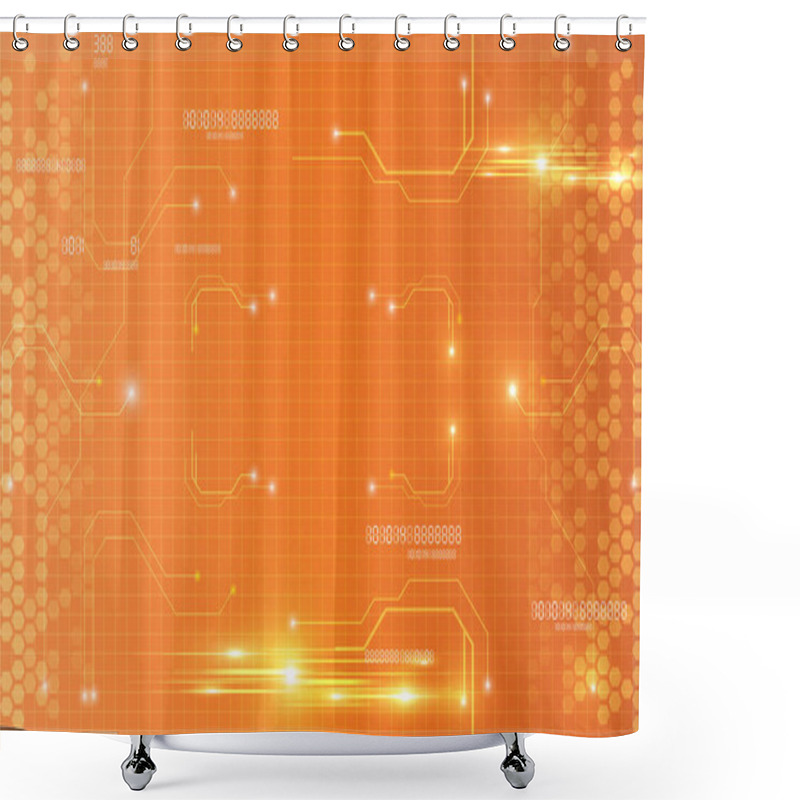 Personality  Orange Digital Technology Communication Network Design Shower Curtains