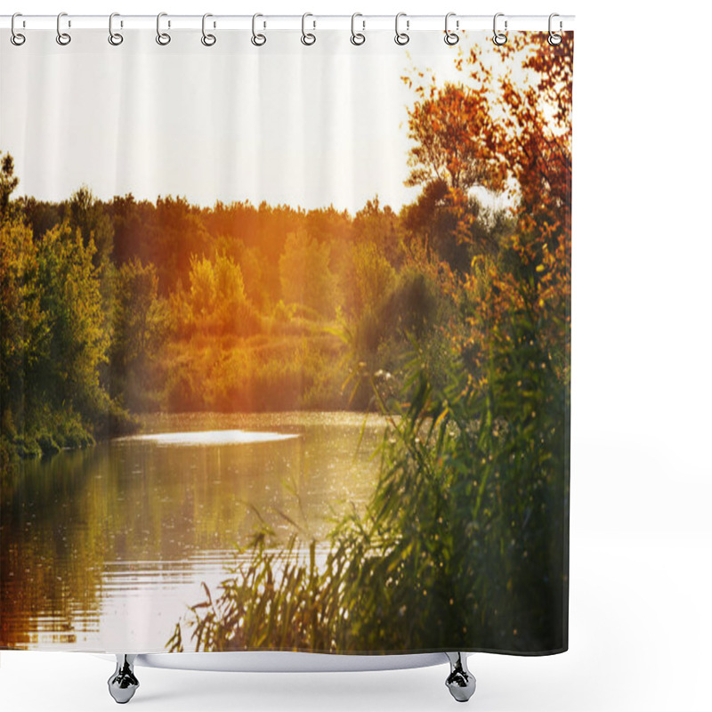 Personality  River Bank In Sunny Summer Day Shower Curtains