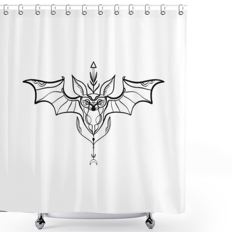 Personality  Bat Tribal Vectoor Ornate Elegant Tattoo. EPS Clipart Shower Curtains