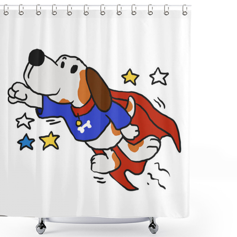 Personality  Super Dog With The Red Cloak In The Heroic Pose Shower Curtains