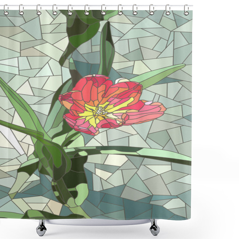 Personality  Vector Illustration Of Flowers Red Tulip. Shower Curtains