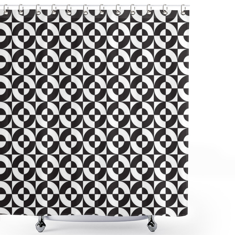 Personality  Seamless Abstract Geometric Circle And Square Intersect Overlap Pattern Shower Curtains