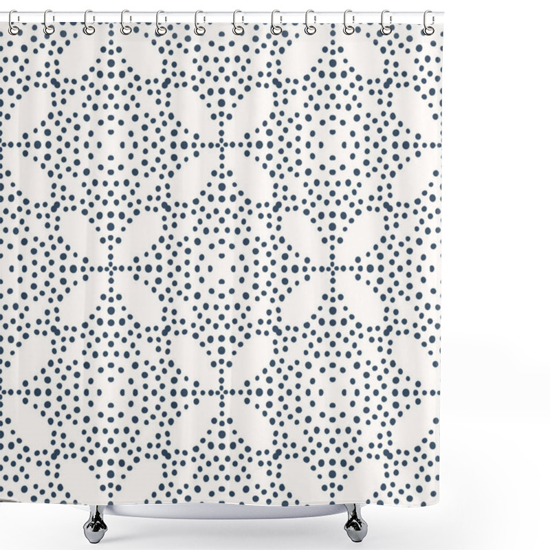 Personality  Dotted Geometric Pattern With Simple Flowers Shower Curtains