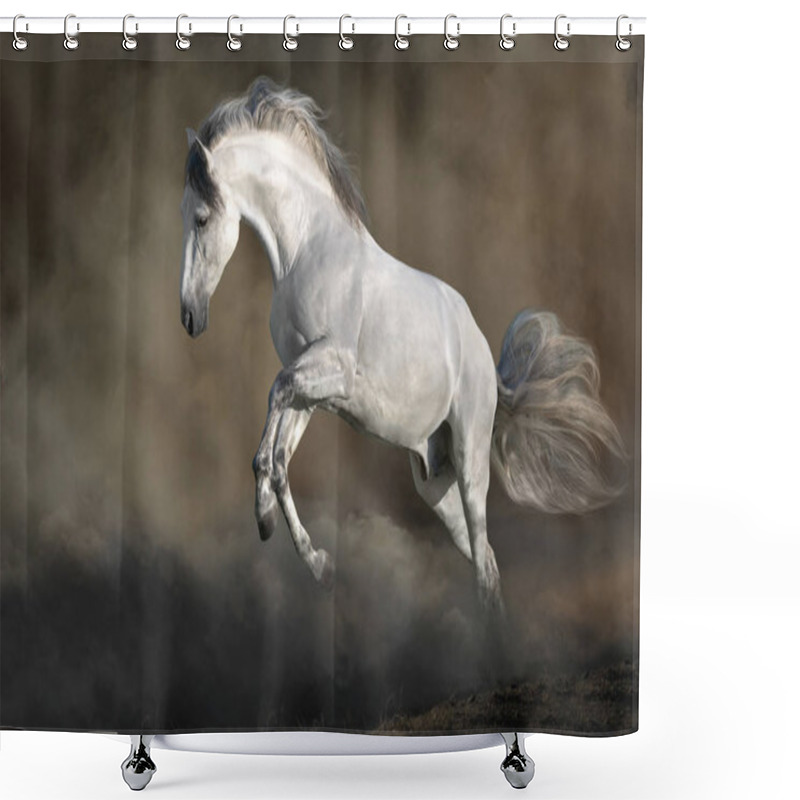 Personality  White Horse Free Run On Desert Dust  Shower Curtains